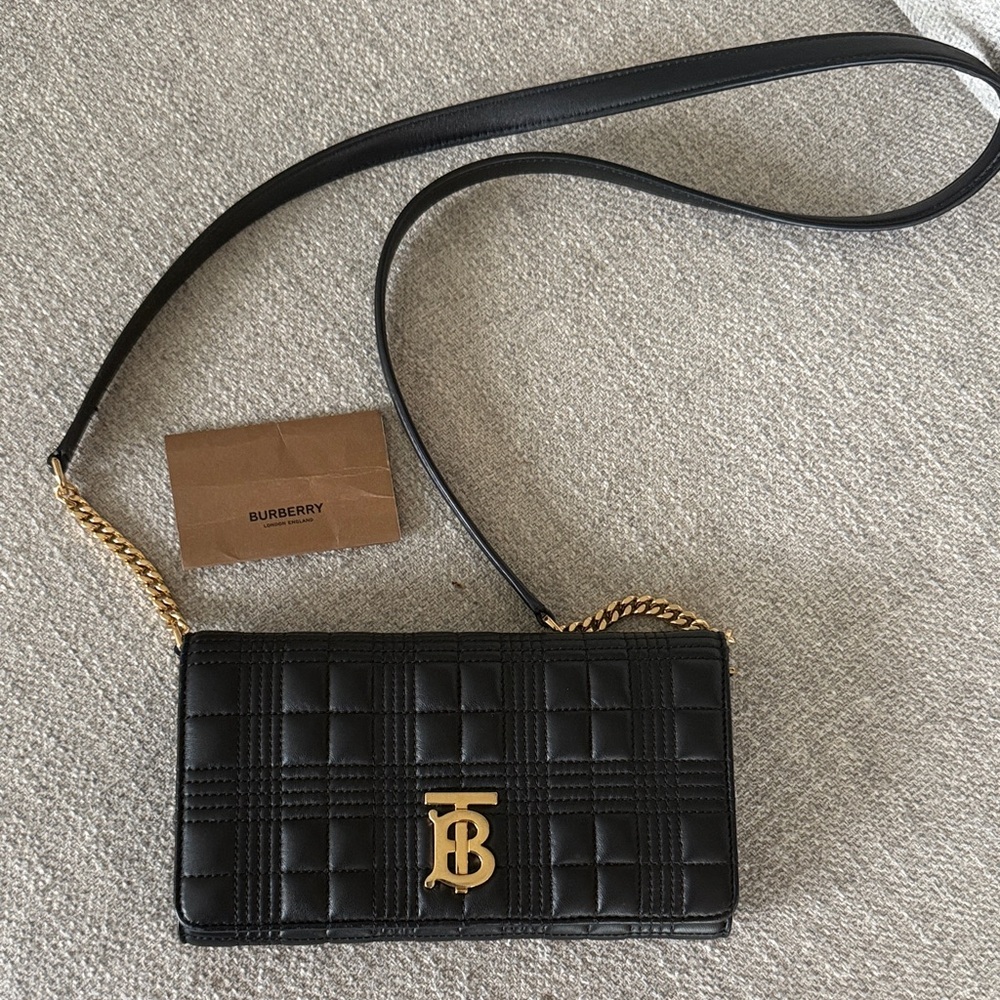 Burberry Black Quilted Crossbody Bag with Gold Accents